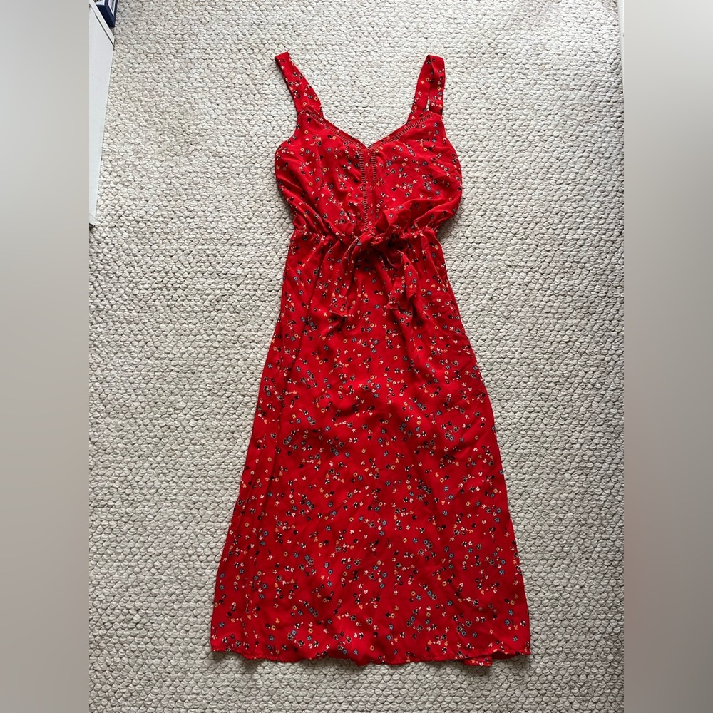 Sienna Sky Red Floral Sleeveless Midi Dress XS